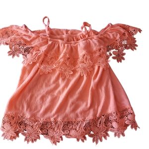 No Boundaries Girls XS 1 Off Shoulder Orange Top